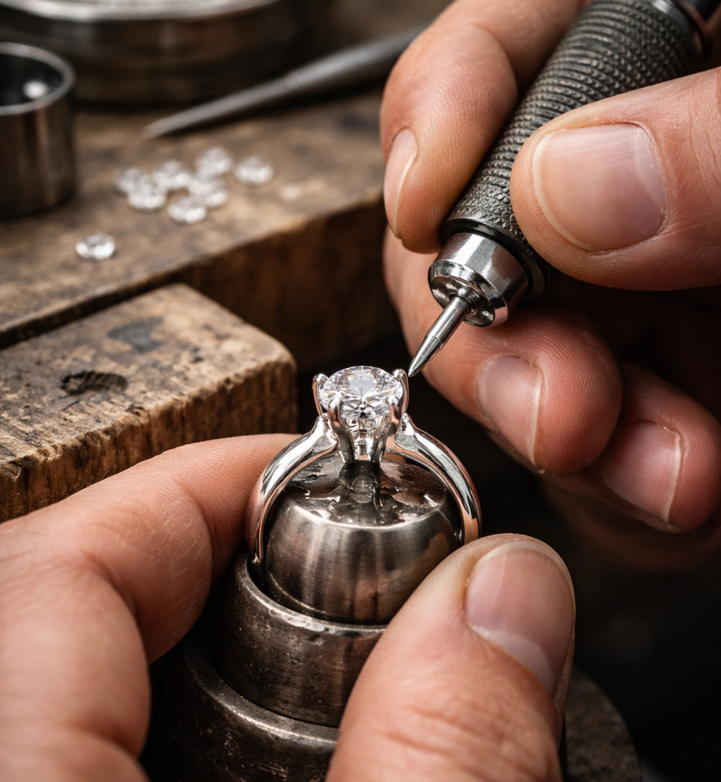 Craftsmanship - Diamond setting with precision tools